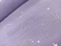 Preview: Musselin Stoff lila mit silbernen Glitzer-Regenbögen